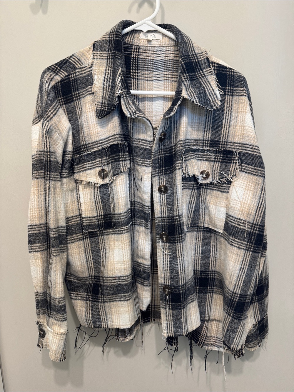 Vici Distressed Plaid Shacket